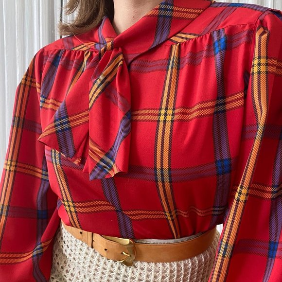 SOLD Vintage Chaus Petites Plaid Long Sleeve top - Picture 4 of 7